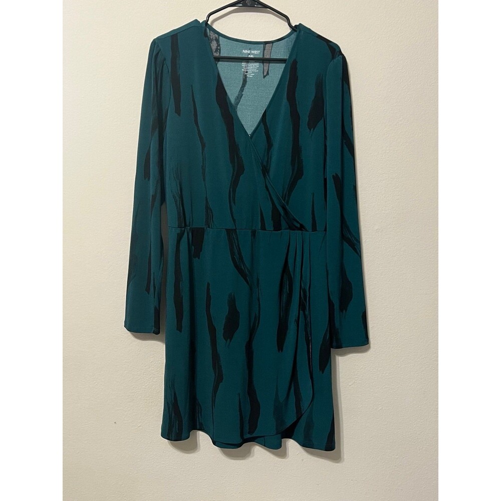 Nine West Women’s Wrap Dress Green & Black Size XXL